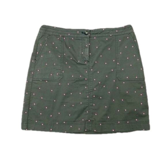 Boden Mini A-Line Skirt Embroidered Polka Dot Print Pockets Green Pink Size 10 R - Picture 2 of 15